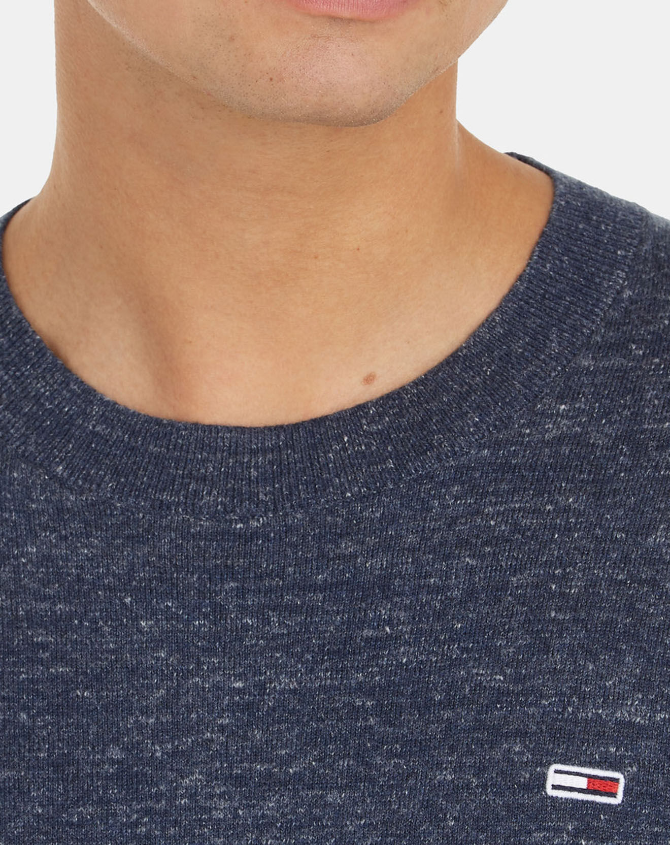 Tommy Jeans Pull Slub Grindle bleu foncé chiné
