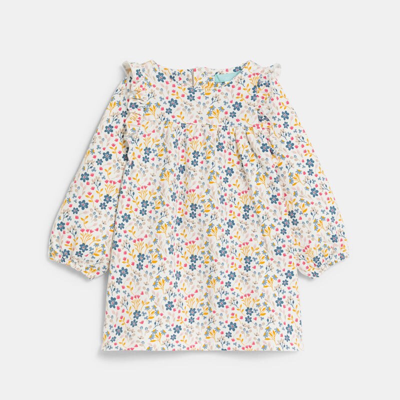 Robe fleurie à volants et legging jaune bébé fille Gris ou noir
