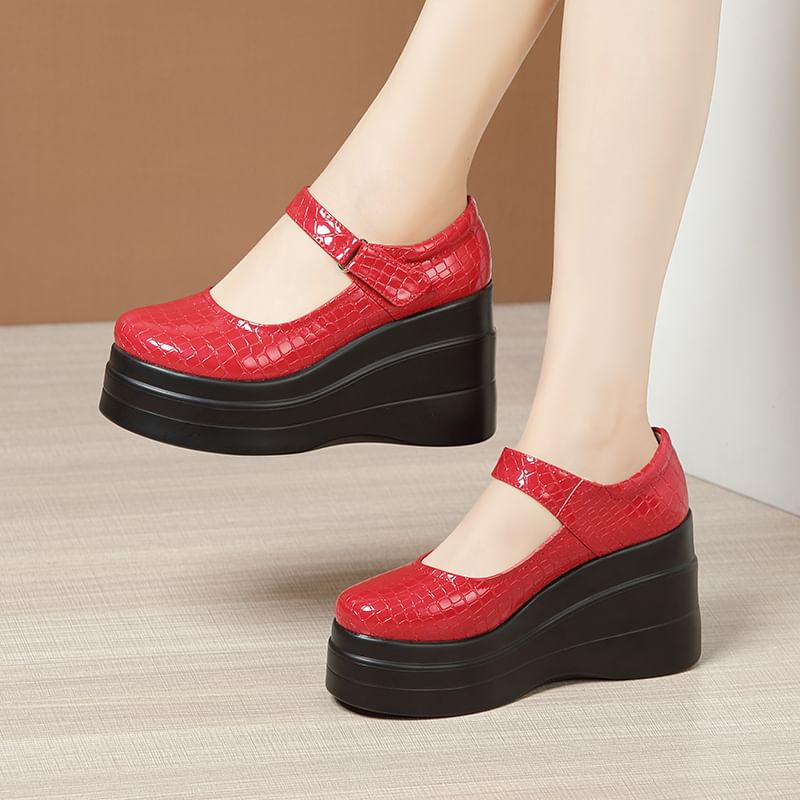 Obelie - Mary Jane pumps met plateauzool en sleehak
