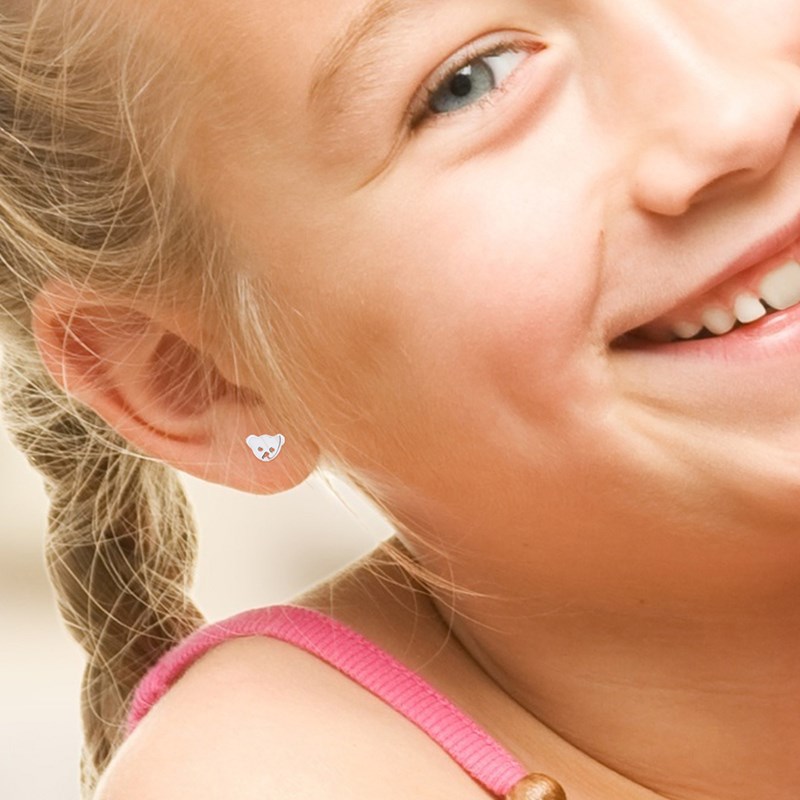Boucles d'Oreilles OURSON - Or Blanc