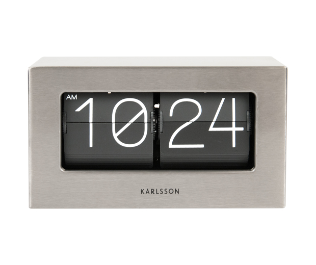 Wall / Table clock Boxed Flip brushed steel