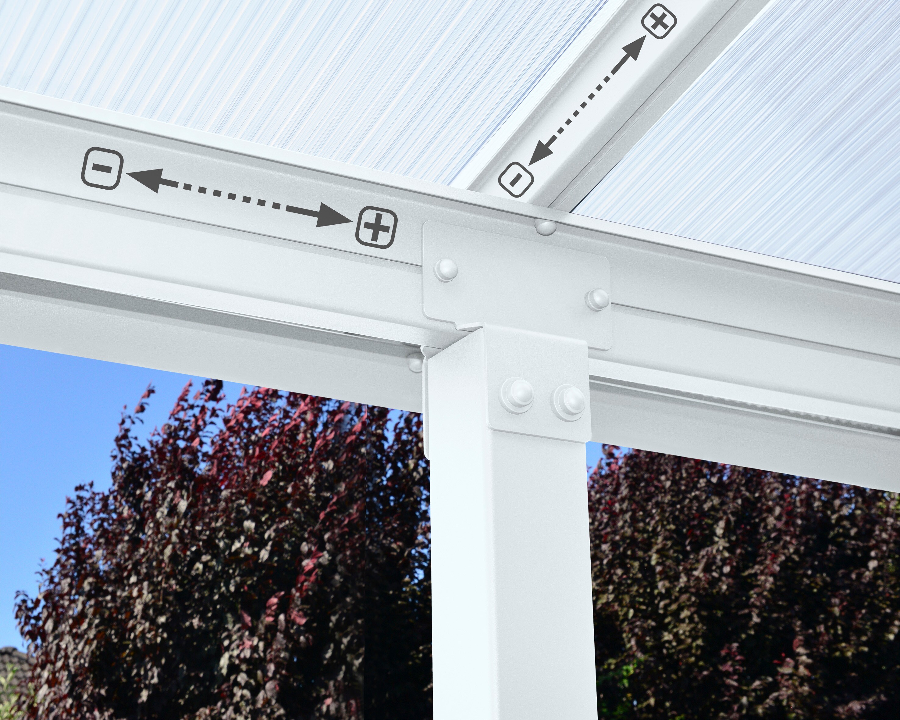 Palram - Canopia Olympia 3x7.3 Terrassenüberdachung weiß 739x295x305cm