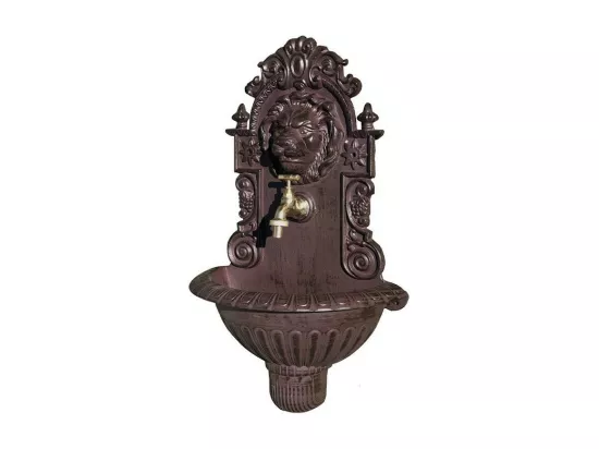 Fontaine de jardin murale extérieur fonte aluminium marron 37x60cm