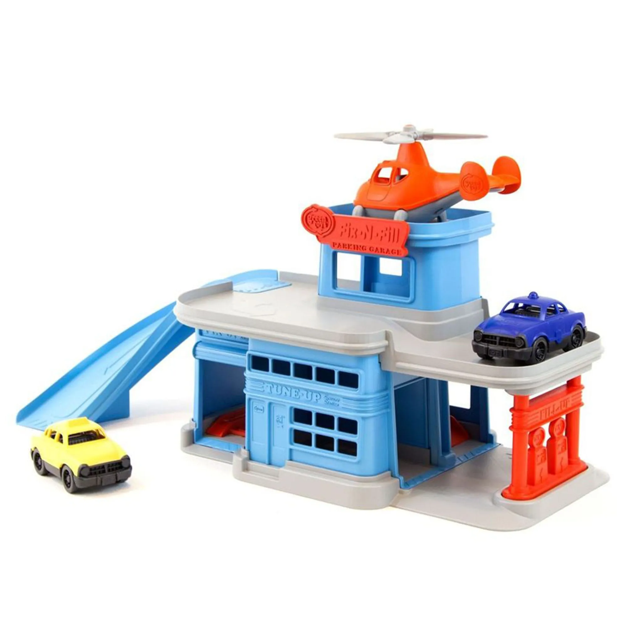 Green Toys Garage avec Hélicoptère Voitur