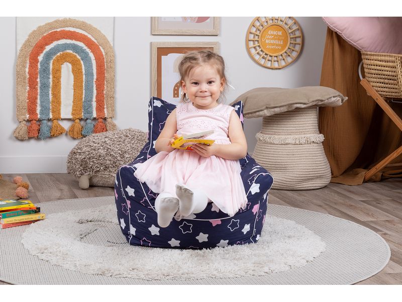 Knorrtoys Kindersitzsack «Star blue pink» Bequemer Sessel für Kinder