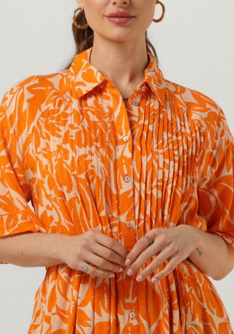 Y.A.S. oranje y.a.s. midi jurk yaslefira 2/4 long shirt dress s.
