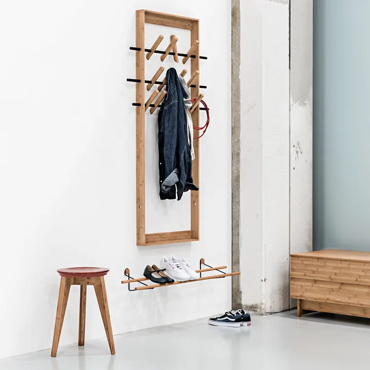 We Do Wood - Shoe Rack mini, Eiche / Messing