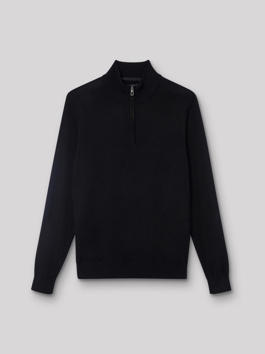 Pull col montant zippé en laine mérinos