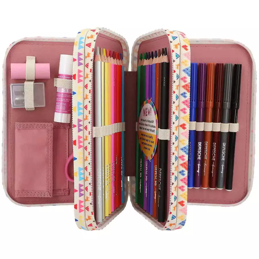 Depesche Federtasche COSY mit Druck TOPModel 7,5 x 13 x 20 cm altrosa