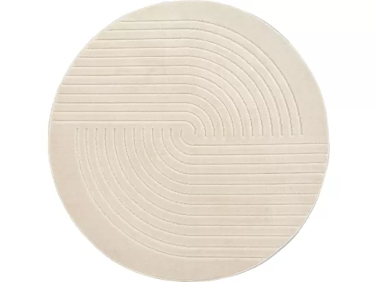 Tapis rond intérieur extérieur Ø160cm en relief ARC6EL Beige ton sur ton