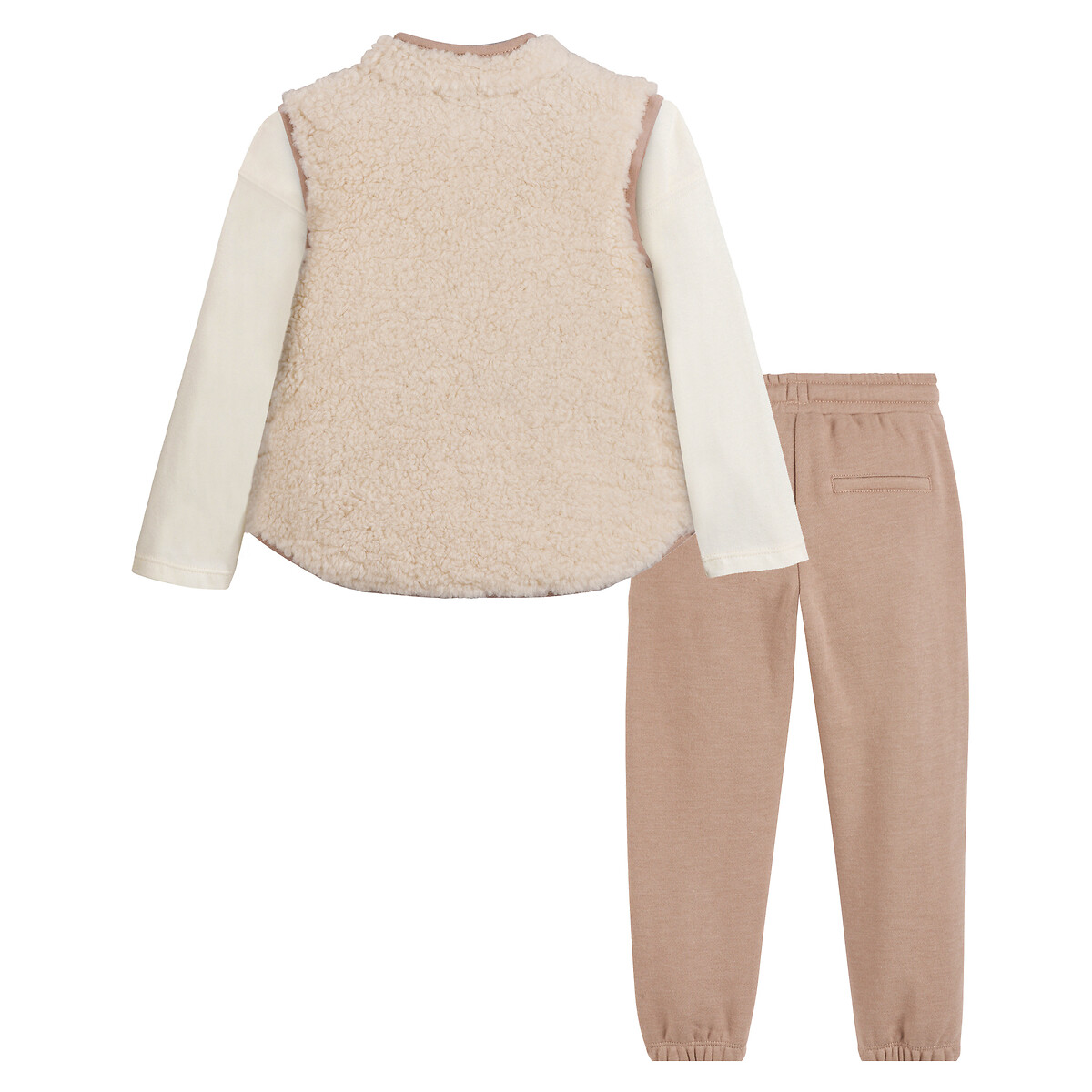 COLEÇÃO LA REDOUTE<br>Conjunto de 3 peças: cardigã, camiseta e calça de moletom
