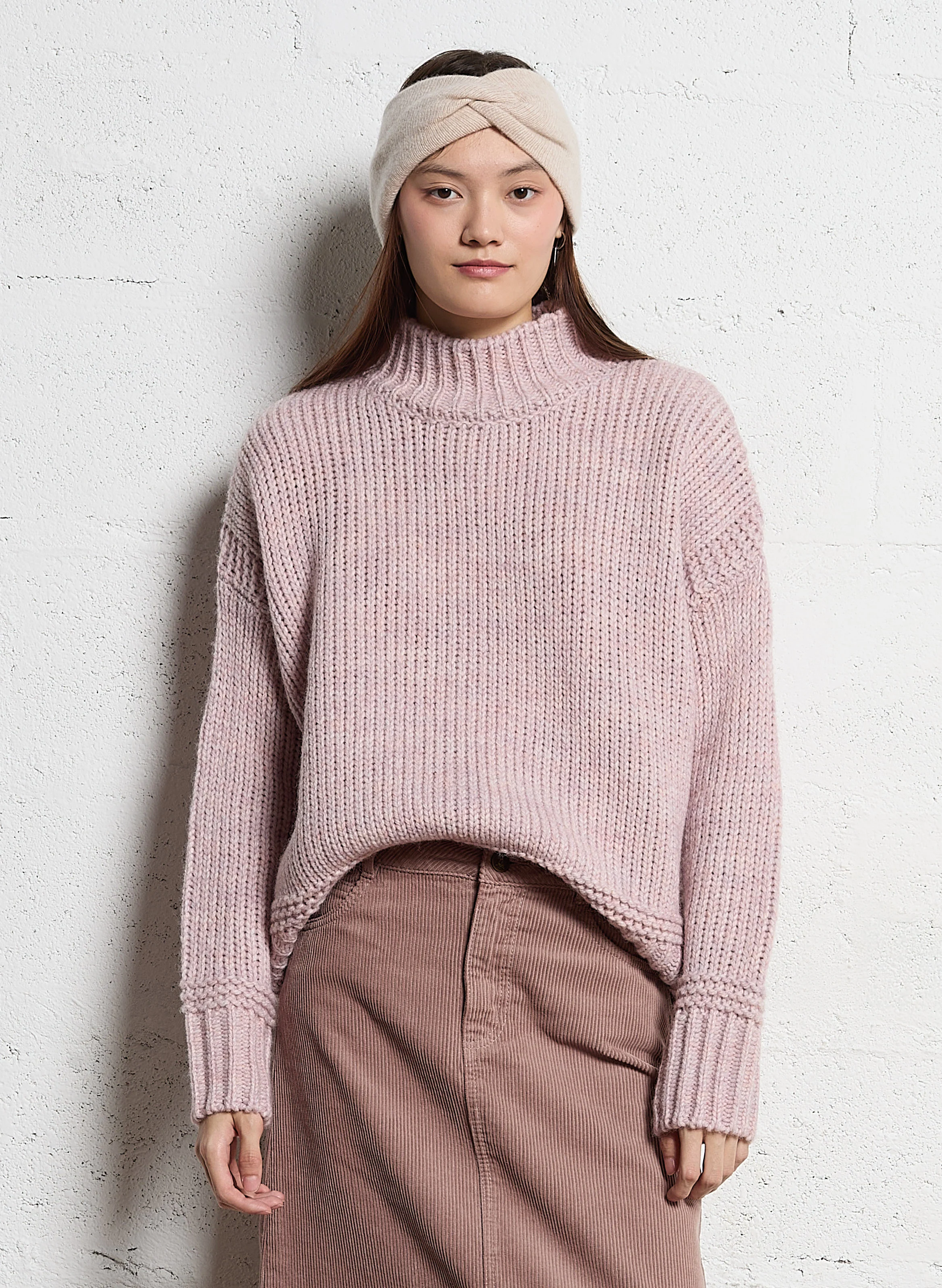 CASSIDY - Pull oversize col montant en laine mélangée | Violet