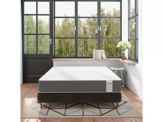 Matelas 140x190 cm INRE - 25 cm, Réversible, Mémoire de Forme, 7 Zones Ergonomiques, Soutien Ferme, Tissu Respirant et Durable