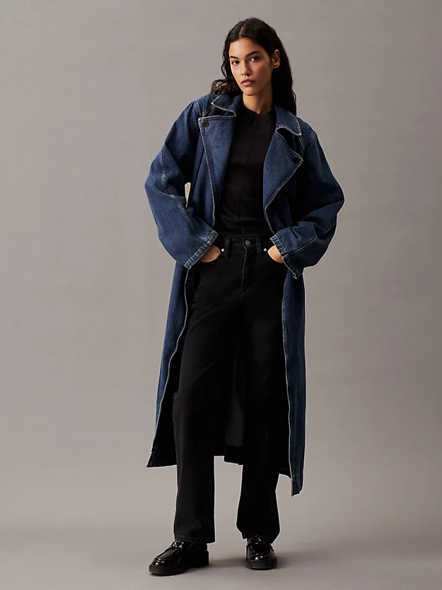 Impermeável em denim com corte relaxado
