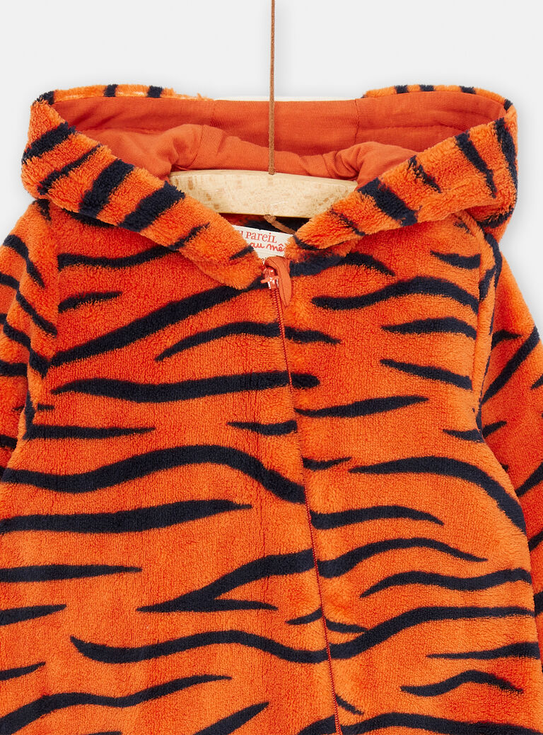 Surpyjama orange et noir à imprimé tigre