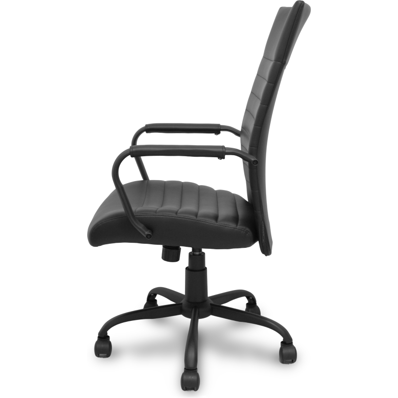 Chaise Opti527 Mécanisme d'inclinaison - Simili cuir Noir - Piètement en métal noir - Accoudoirs fixes - Sans appui-tête - Roulettes en nylon 50 mm