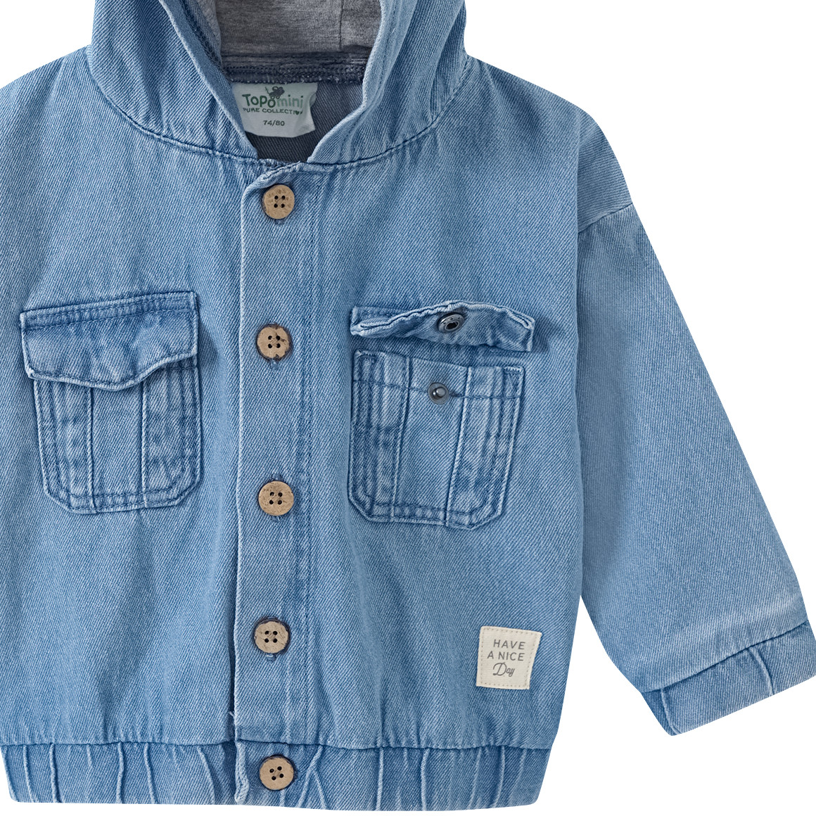 Topomini Pure Collection Baby Jeansjacke aus Bio-Baumwolle hellblau