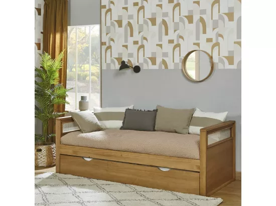Lit banquette gigogne 90x190 cm bois massif bois COBI