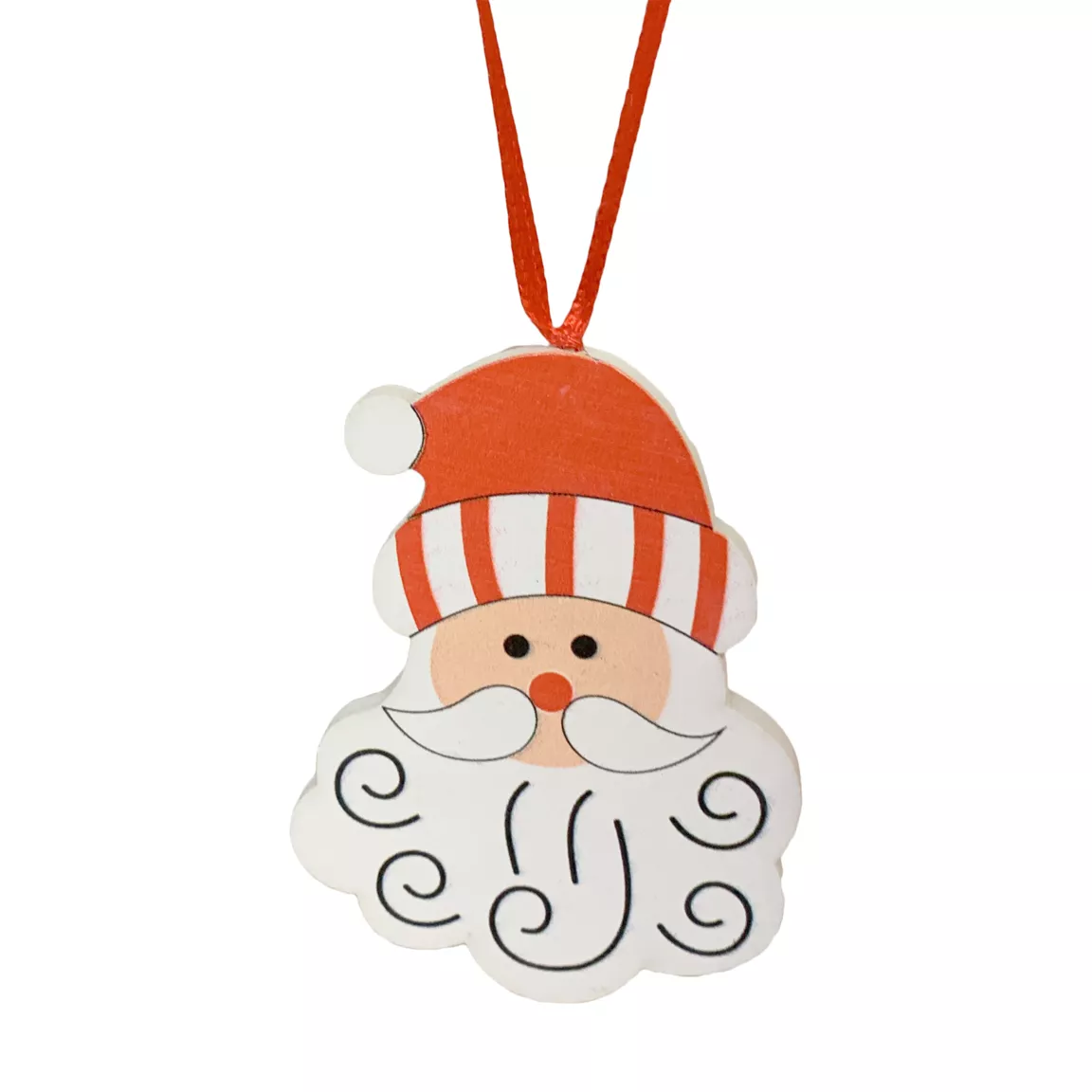 Père Noël à suspendre (H7 cm) Jolie moustache Rouge et blanc