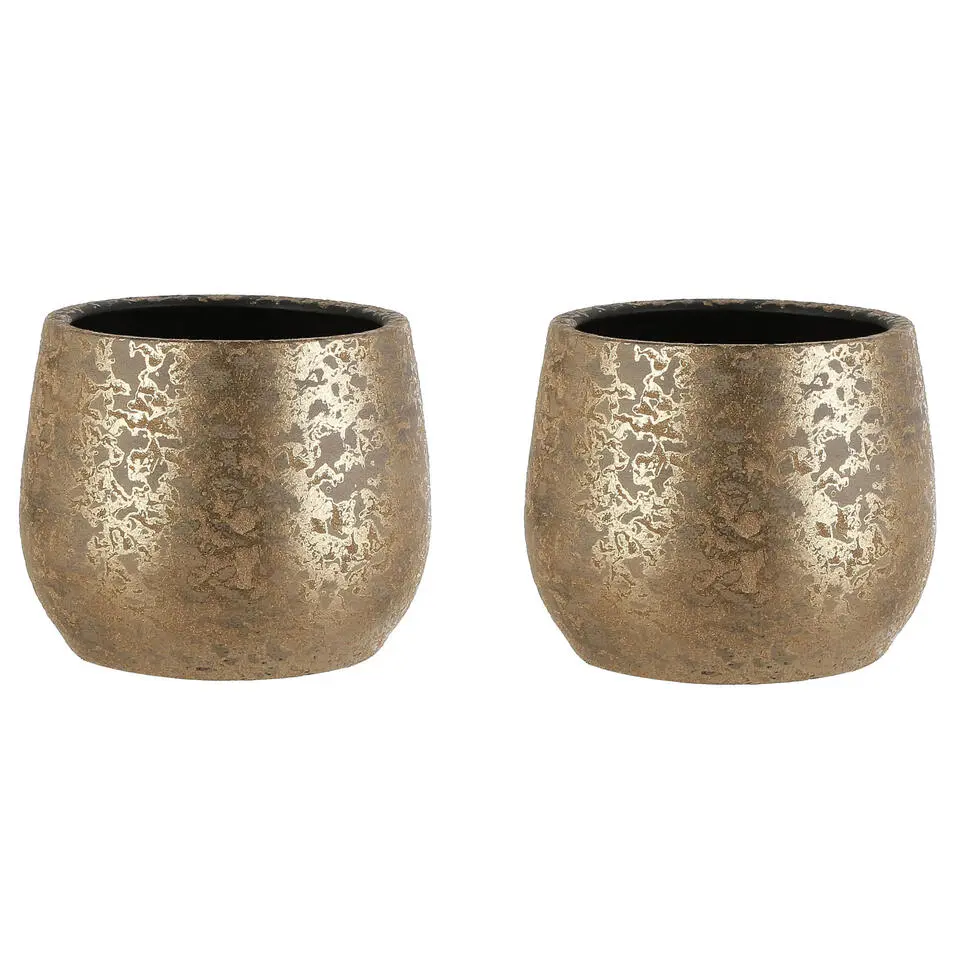 Mica Decorations Bloempot - goudkleurig - keramiek - 25 x 20 cm