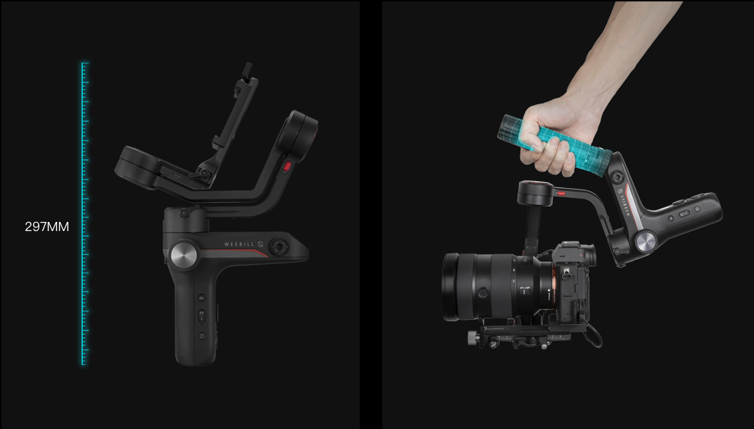 WEEBILL-S Alu Gimbal 3-Achsen Stabilisator Stativ Halterung für DSLR Kamera / Smartphone - Schwarz