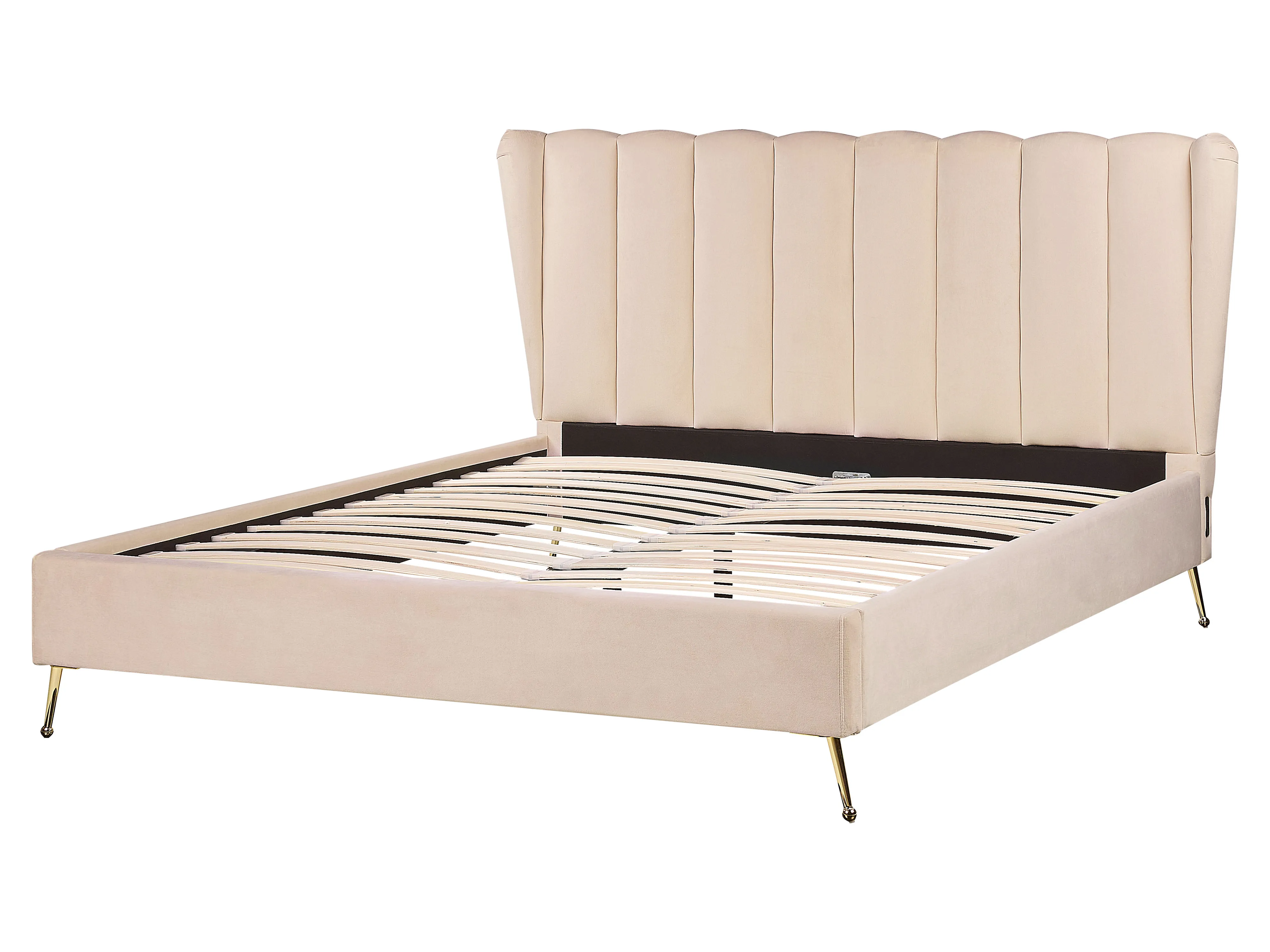 Bed Fluweel MIRIBEL 160 x 200 cm Beige