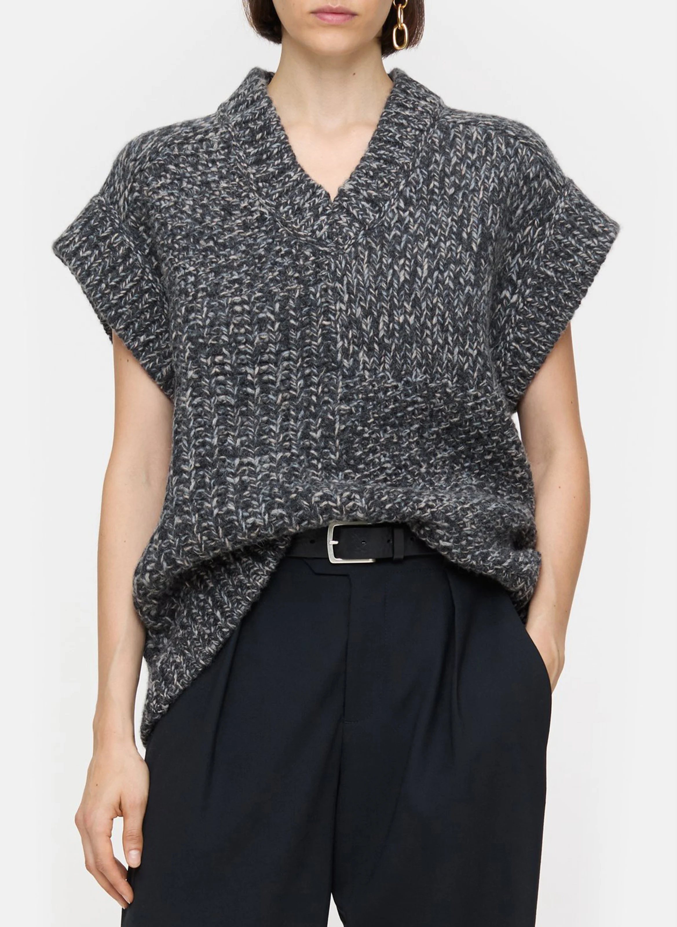 MOULINE TABARD - Pull sans manches en laine| Gris