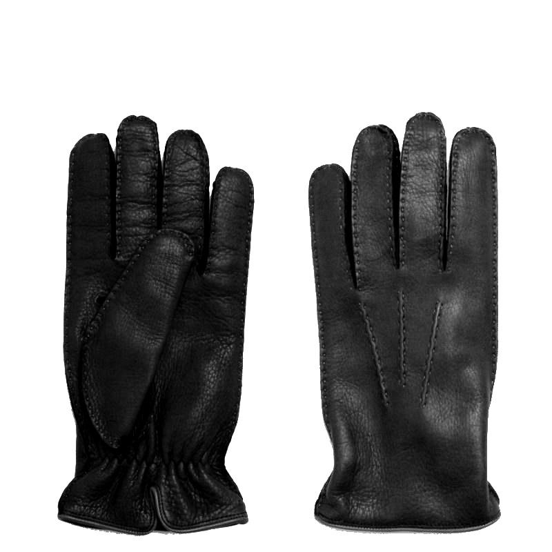 Caridei Heren Handschoen Hand Gestikt Zwart