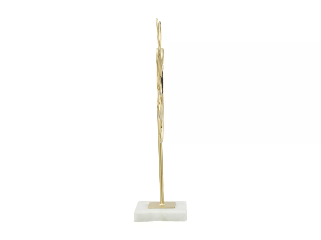 Décoration en métal doré avec base en marbre blanc cm 24x10x37,5