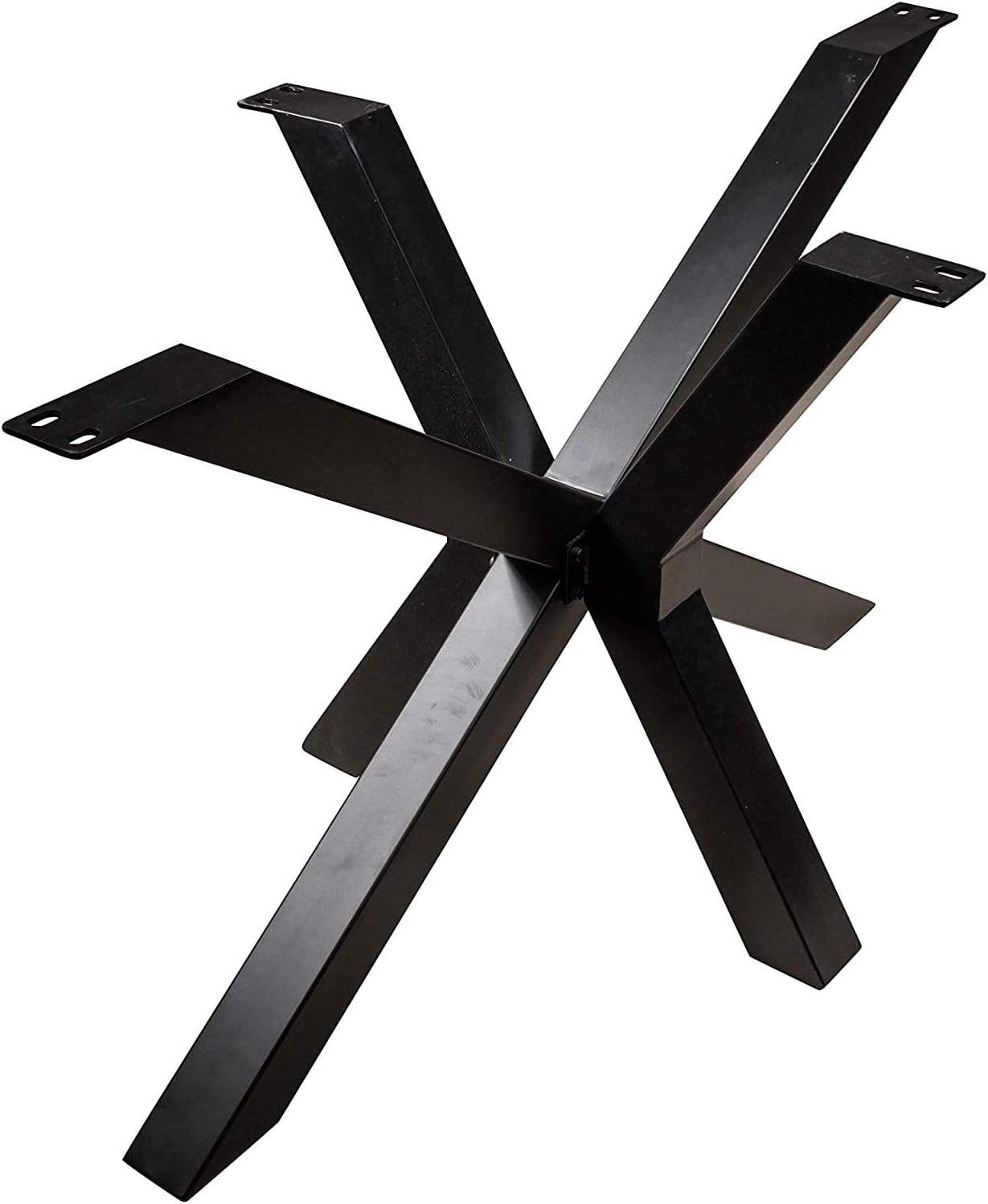 SAM Esszimmertisch 120x80cm Quincy, echte Baumkante, Akazienholz nussbaumfarben, massiver Baumkantentisch mit Spider-Gestell Mattschwarz, Tischplatte 26 mm