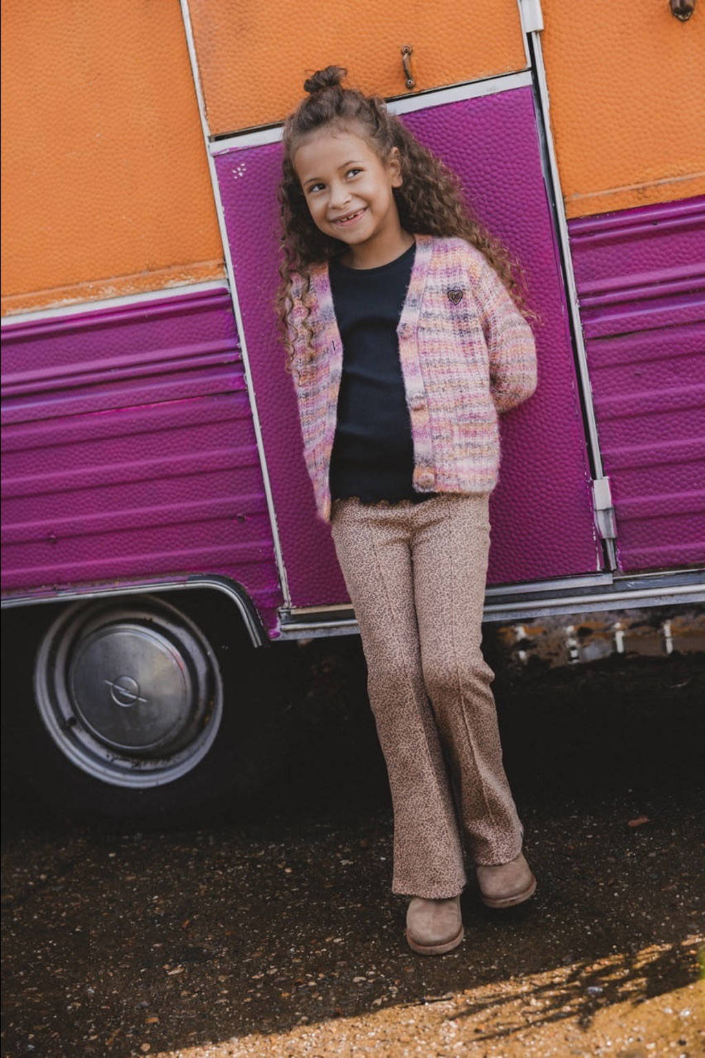 LOOXS broek met all over print bruin