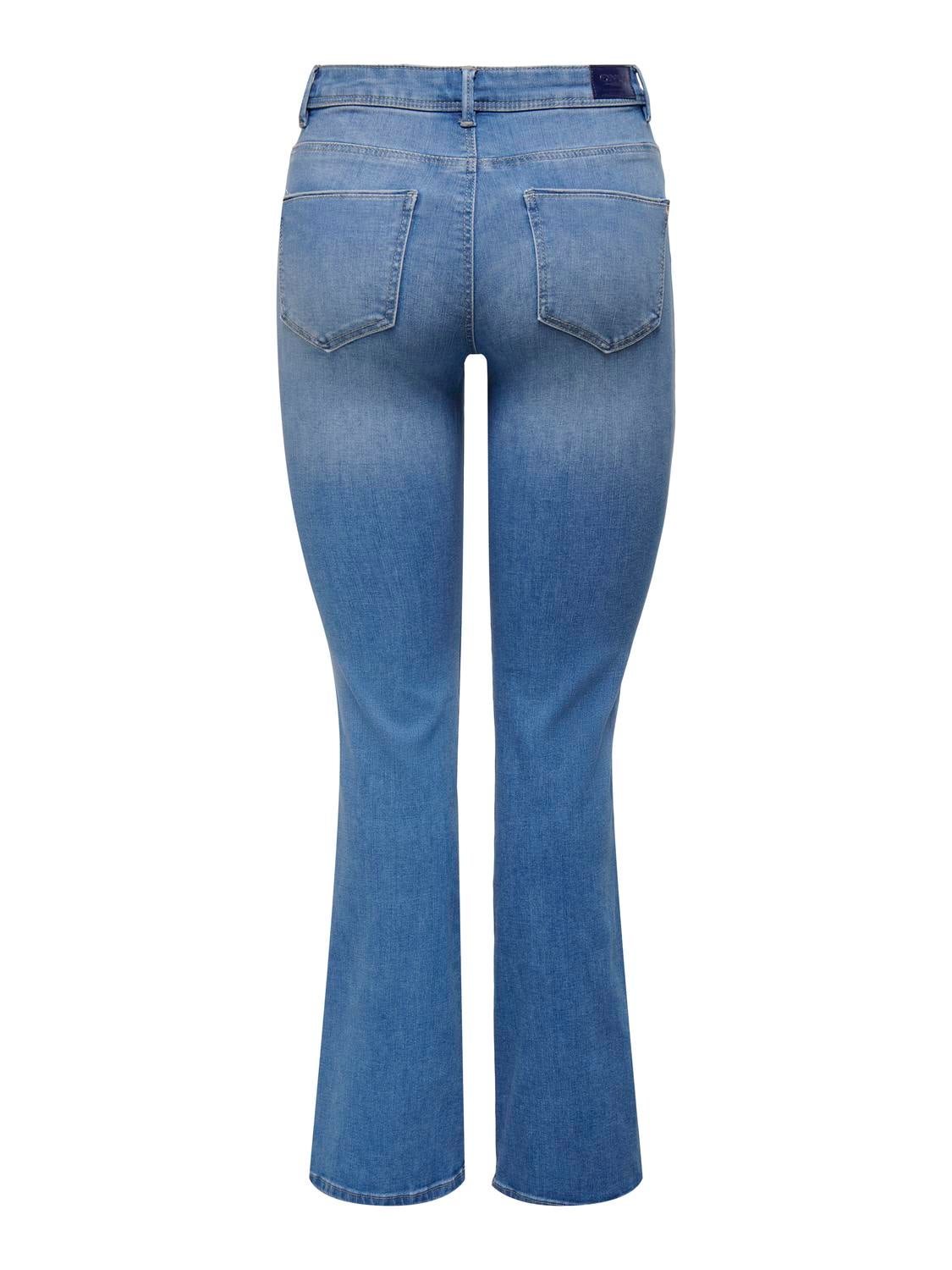 ONLWAUW Hohe Taille Ausgestellt Jeans Light Medium Blue Denim