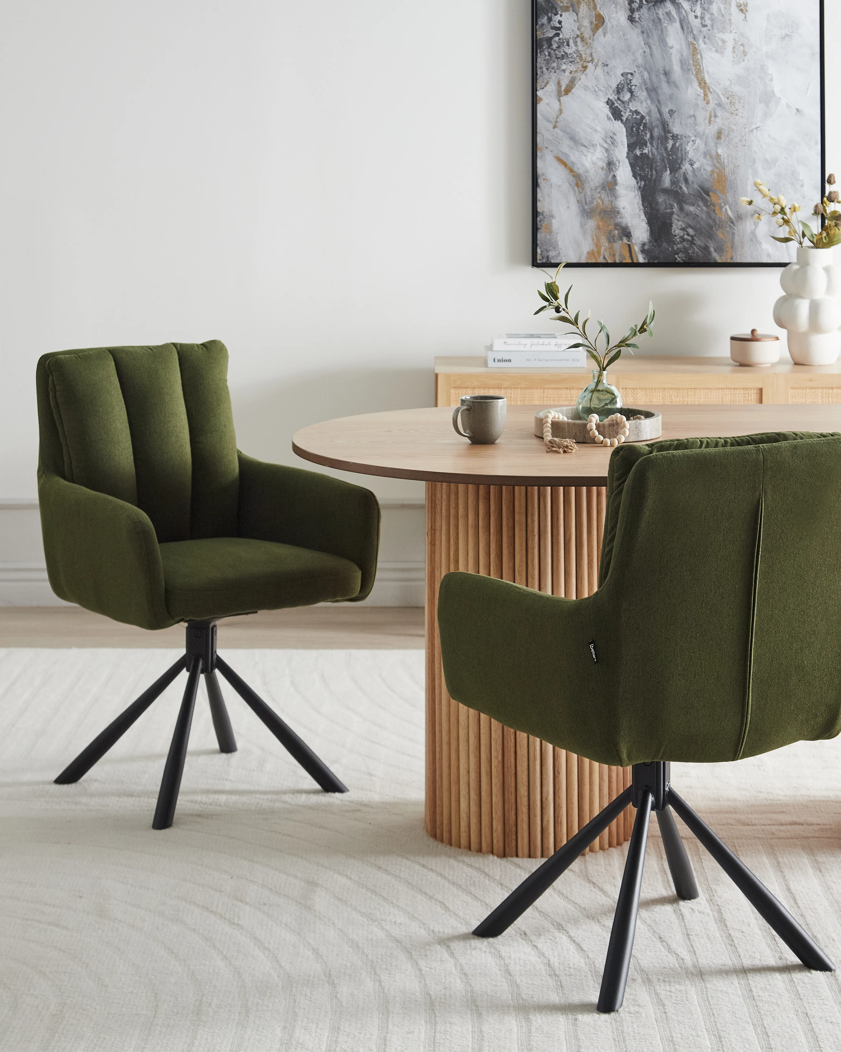 Set van 2 eetkamerstoelen draaibaar SARDOAL Donkergroen