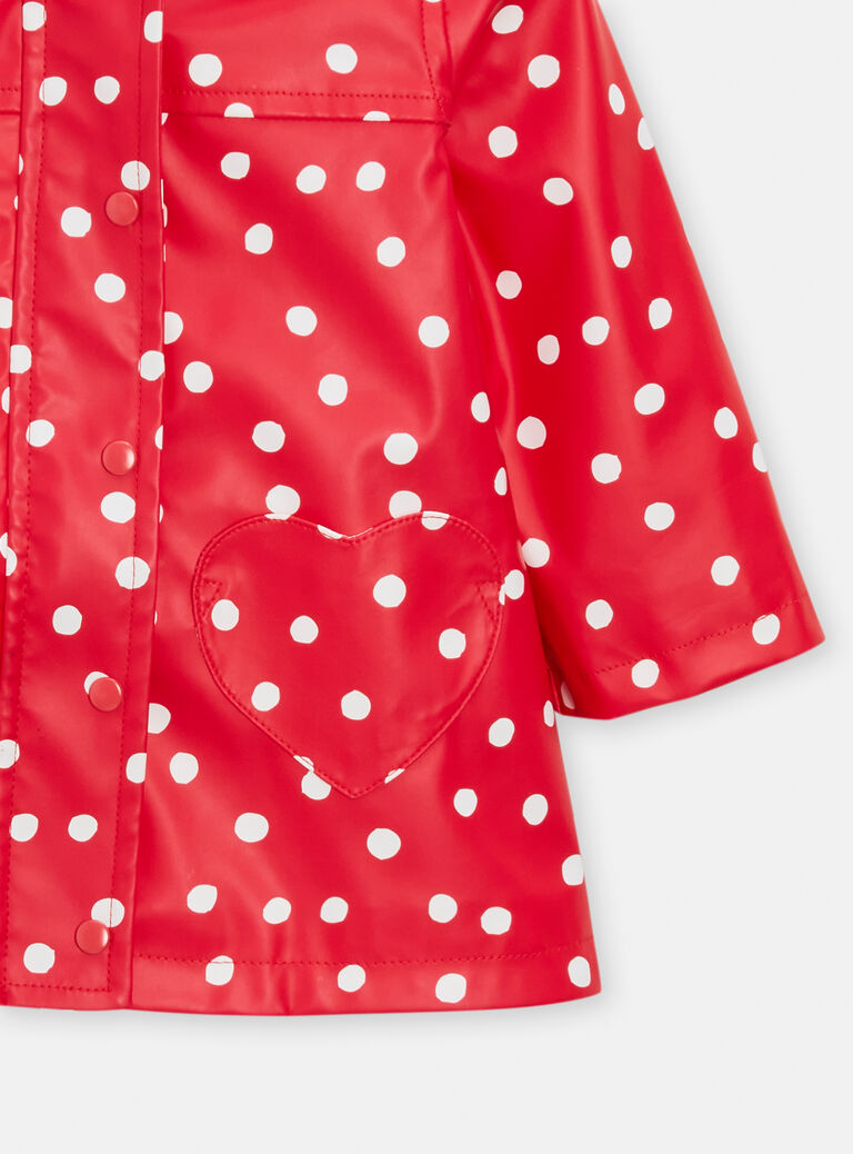 Imperméable rouge à pois pour bébé fille