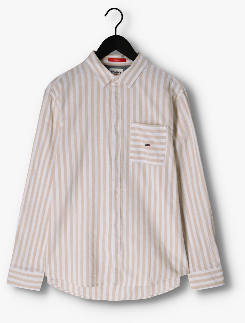 TOMMY JEANS beige tommy jeans casual overhemd tjm clsc ls stripe linen shirt