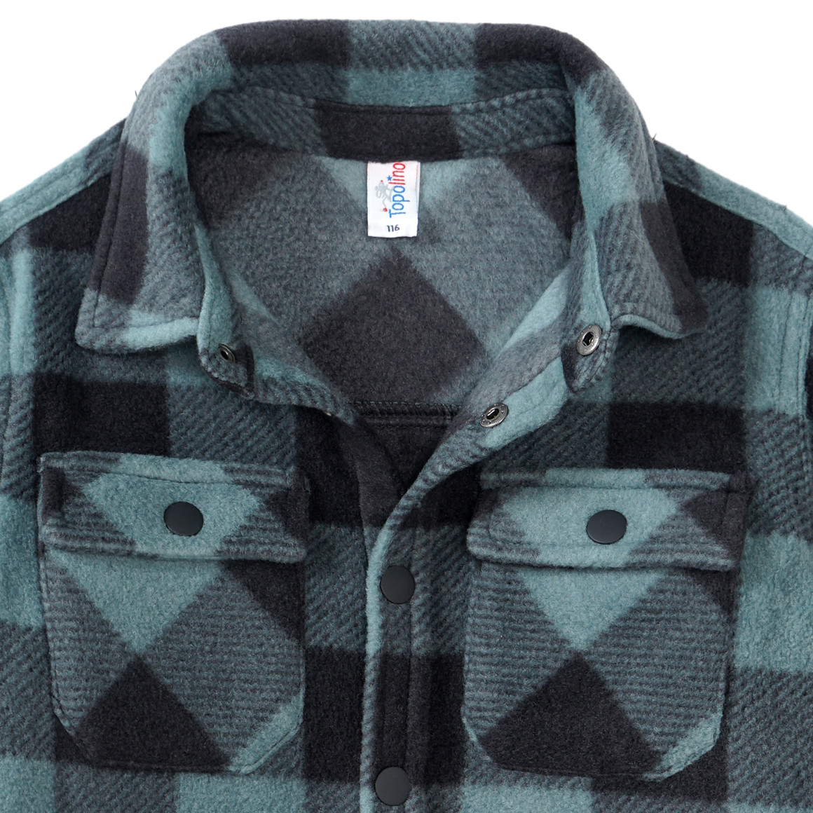 Topolino Jungen Fleece-Hemd mit Kentkragen oliv / grau