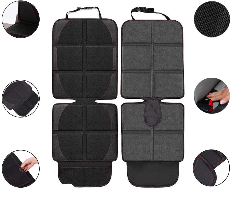 (120x47cm) Rutschfeste Kindersitz Unterlage Auto Rücksitz Schutz inkl. Netztasche - Schwarz