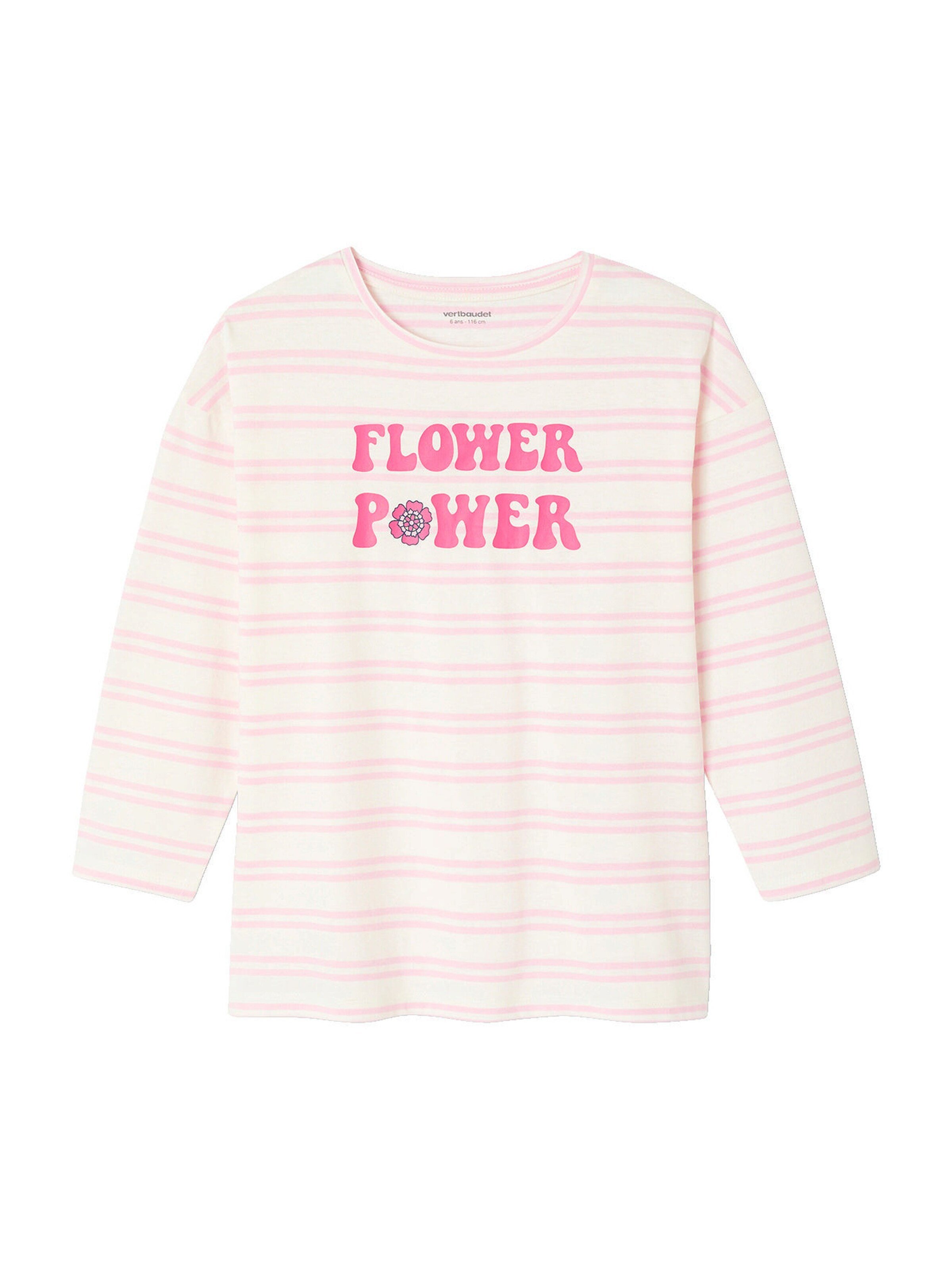 Vertbaudet 2er-Pack Mädchen Schlafanzüge FLOWER POWER mit Recycling-Baumwolle fuchsia