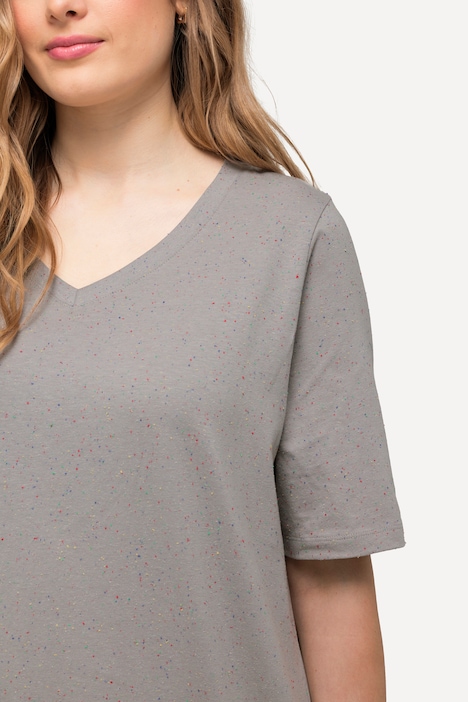 T-Shirt, Noppen, V-Ausschnitt, Halbarm