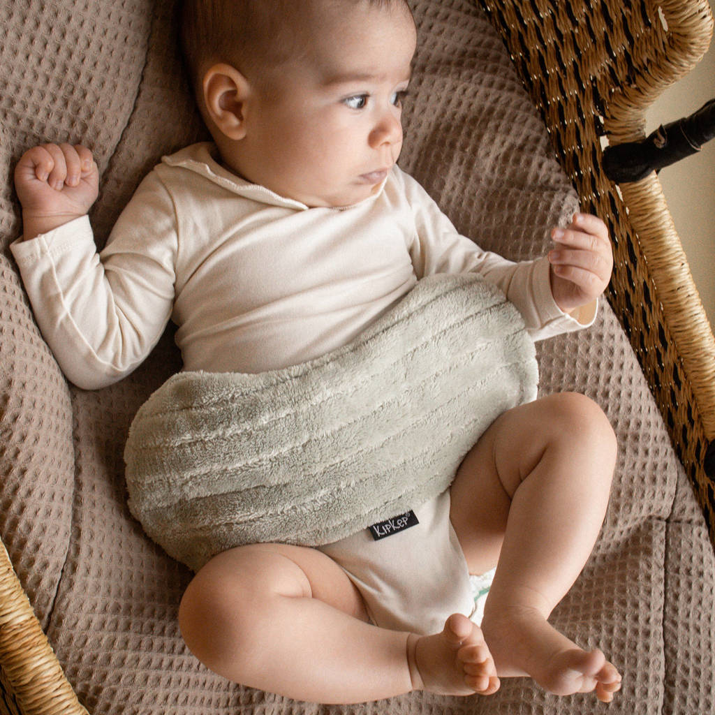 Perfect voor kleine baby buikjesWoller warmtekussen Deluxe Pale green