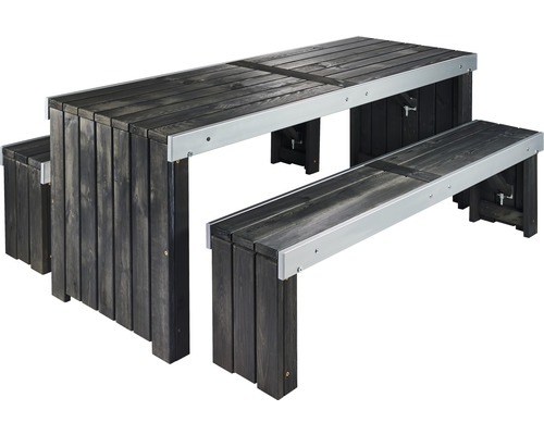 Provence houten tuinset, 8-zits, 3-delig, grijs