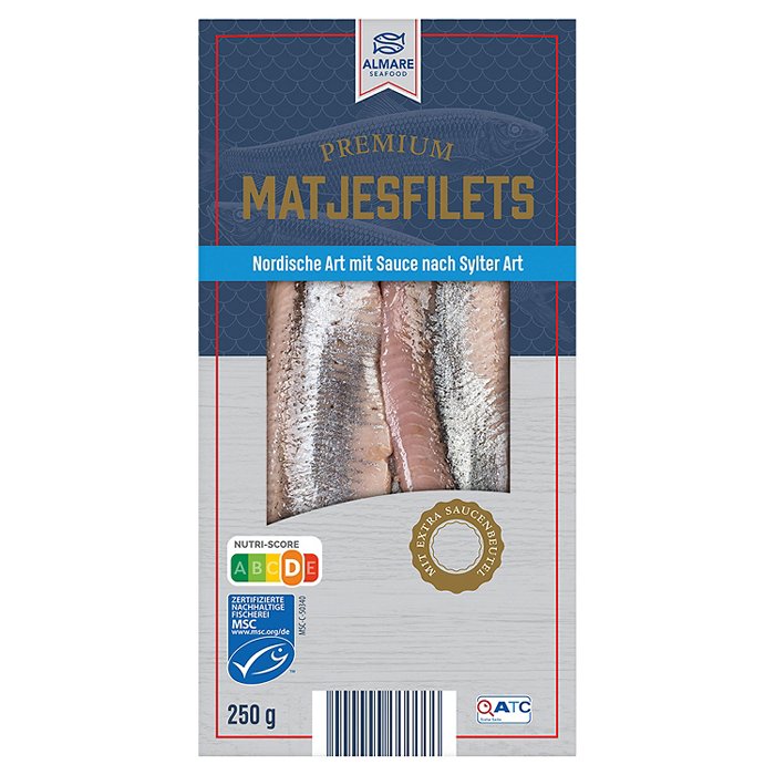 ALMARE Matjesfilet mit Sauce 250 g, Sauce Sylter Art