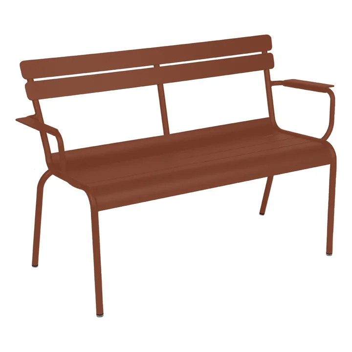 Fermob - Luxembourg Gartenbank mit Armlehne 2-Sitzer, ockerrot