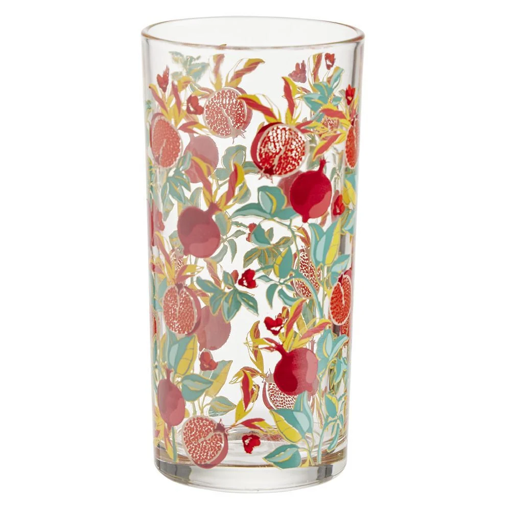 Verre haut transparent motif grenade rouge 25cl x2