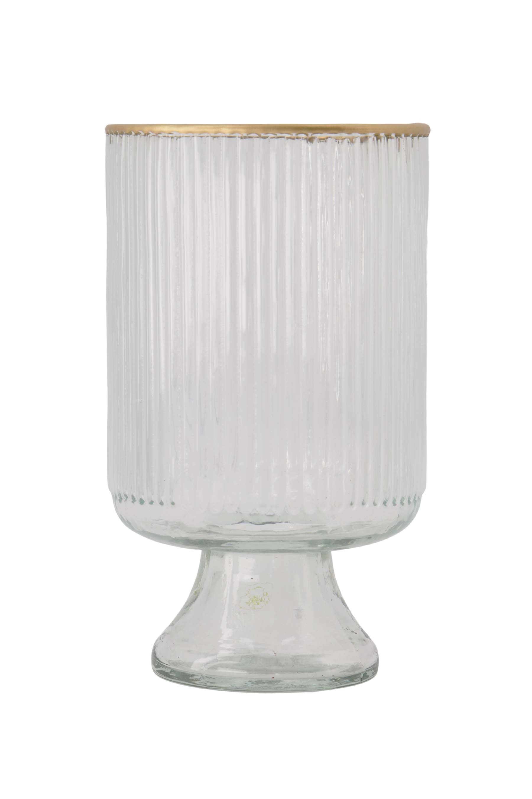 tafelvaas M op voet glas ribbel