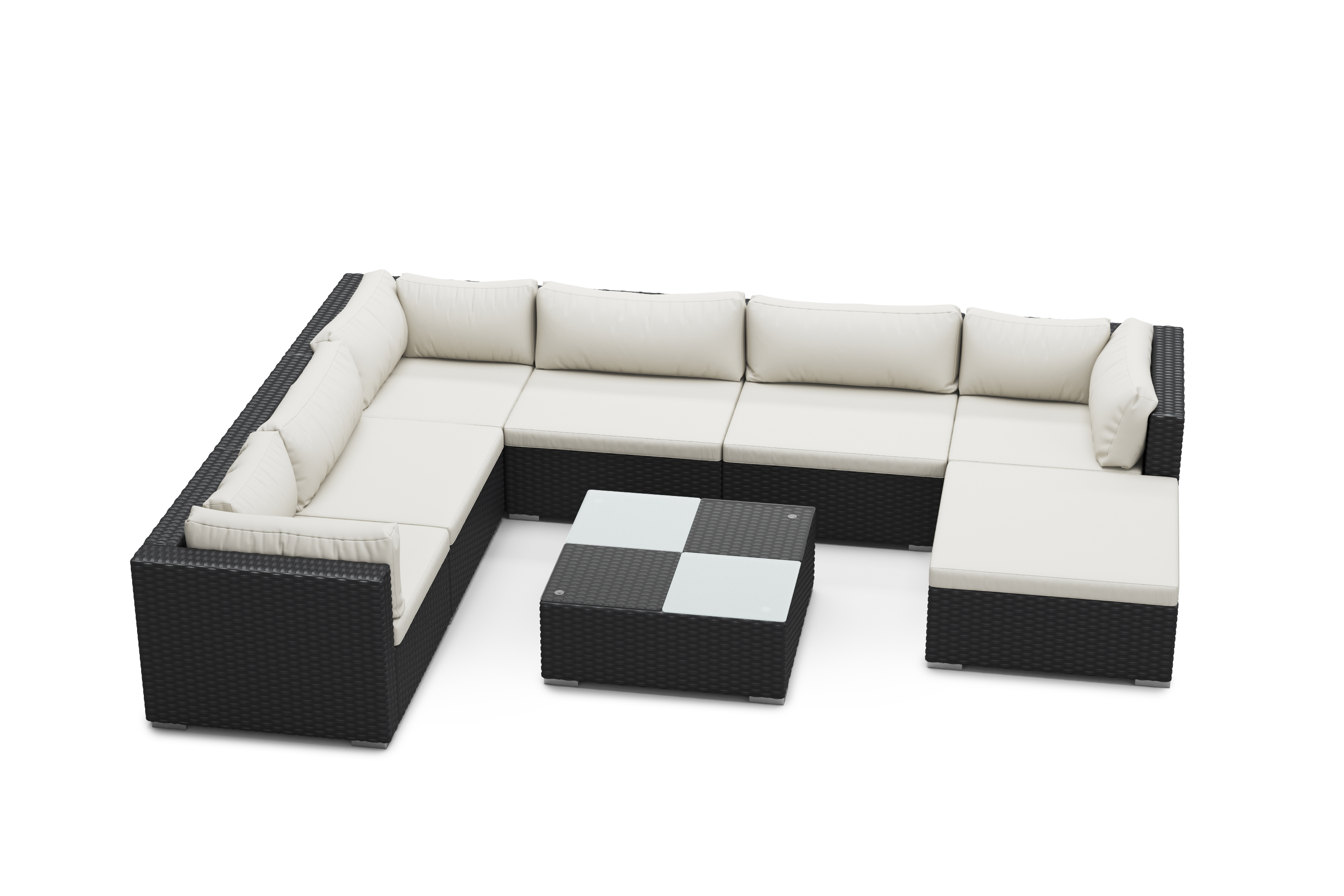 Rattanlounge NAXOS schwarz/beige