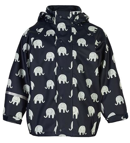 CeLaVi Regenkleidung m. Träger - PU - Dark Navy. Elefanten