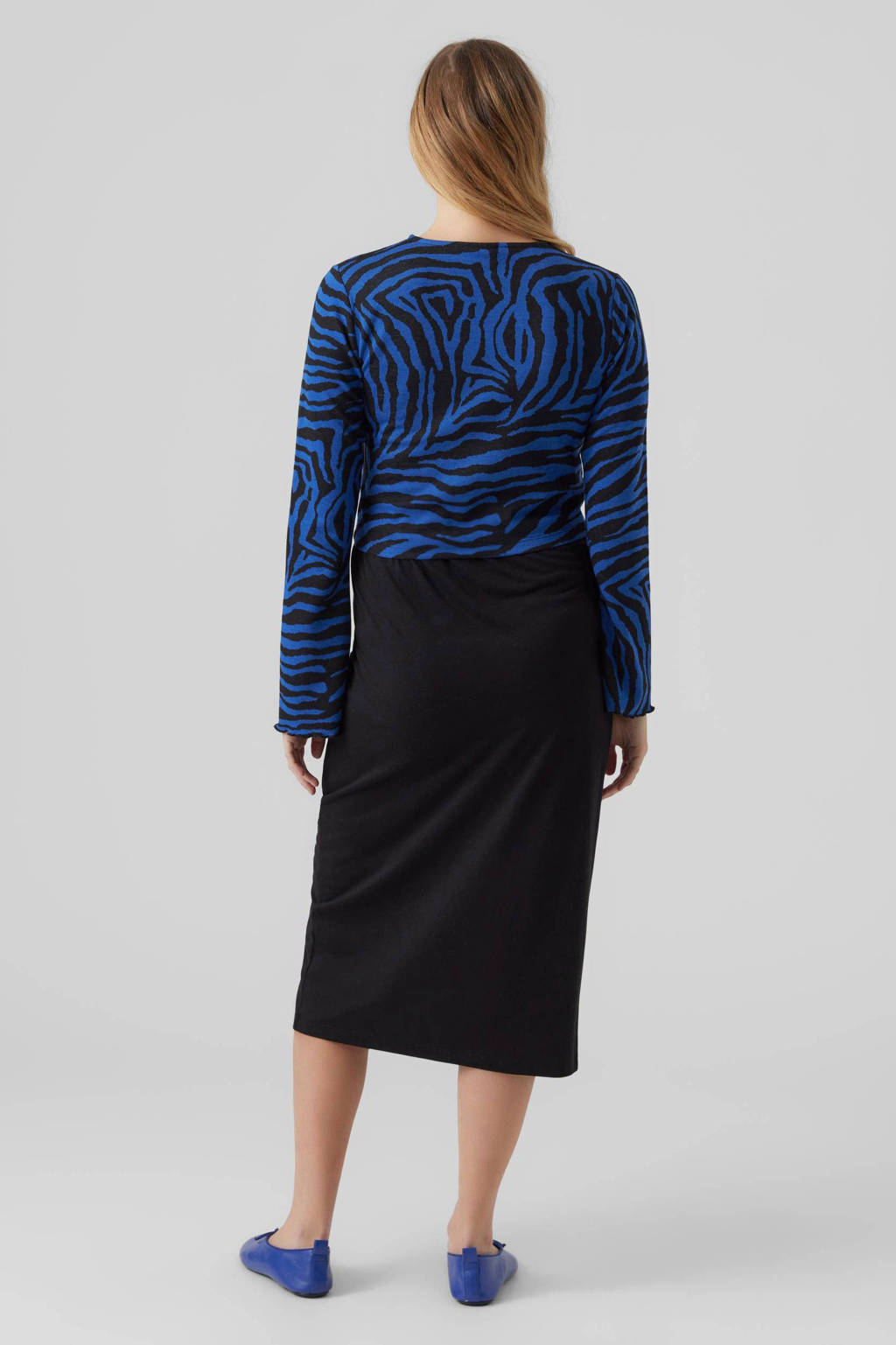MAMALICIOUS zwangerschapstop MLZILLE met all over print blauw/zwart