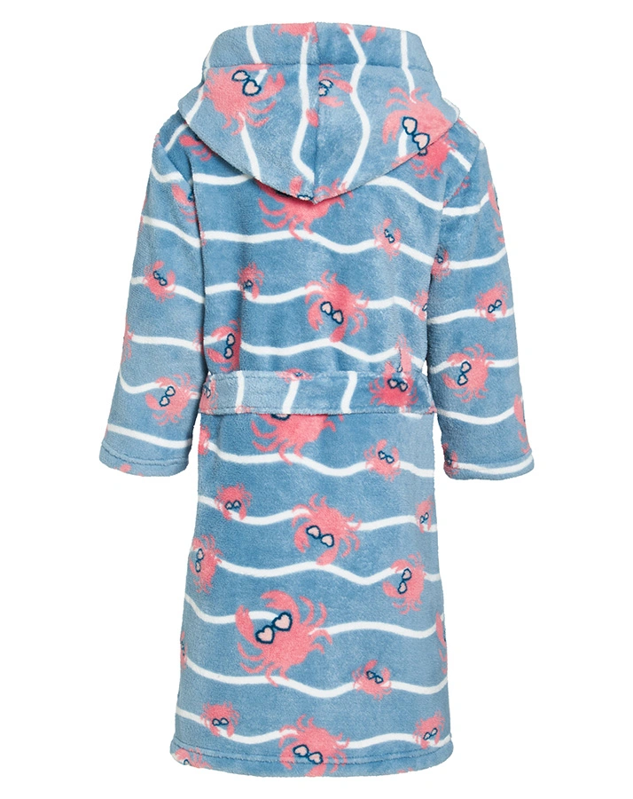 Fleece-Bademantel KREBS in blau/pink