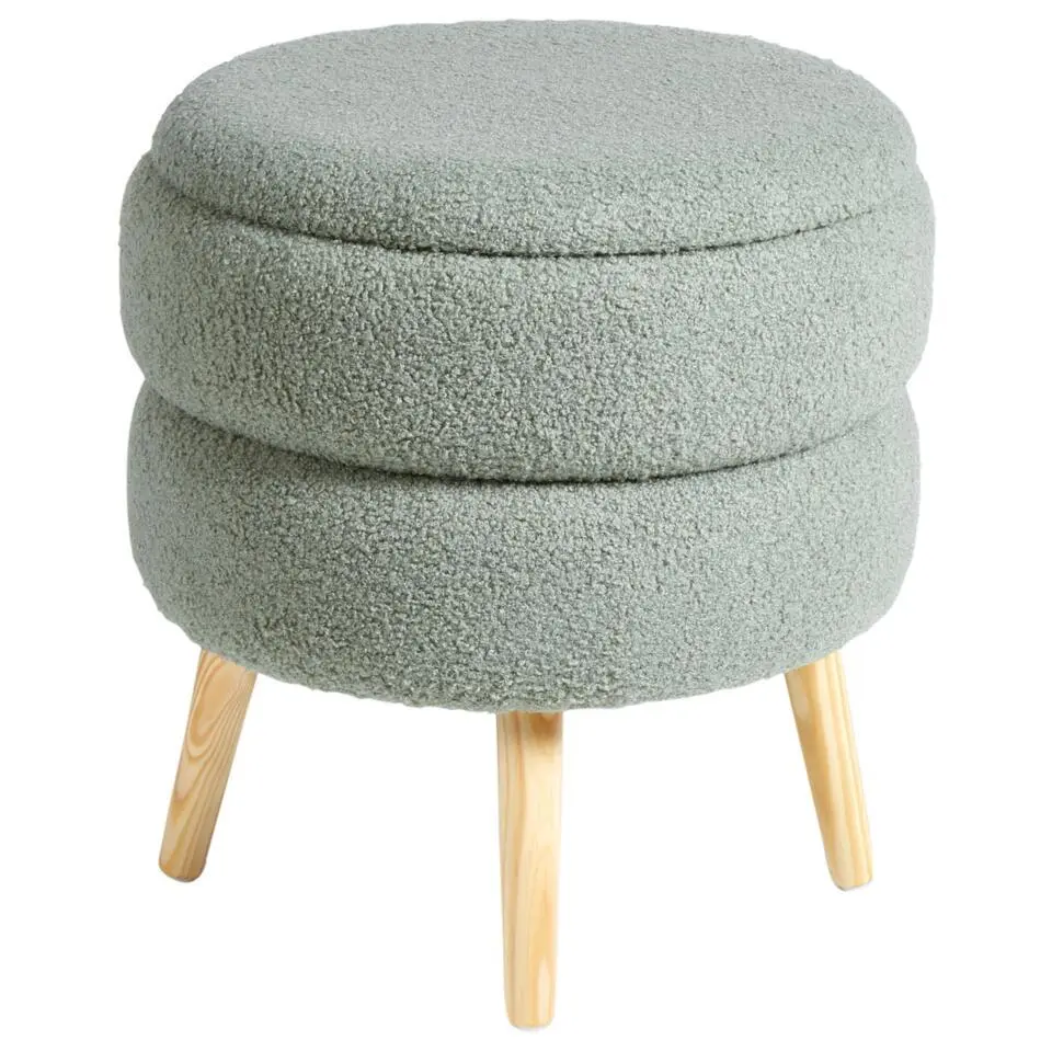 OKATON - Hocker met opbergruimte - Groen - Bouclé